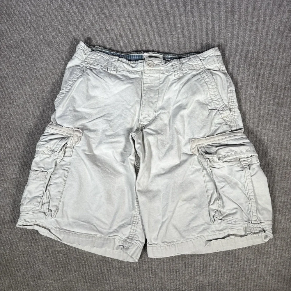 Aeropostale Cargo Shorts Mens 29 Ivory Baggy Heavy Skater Grunge Workwear Y2K